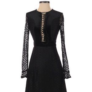 NEW Anthro Foxiedox Lace-up Illusion Dress Black XS